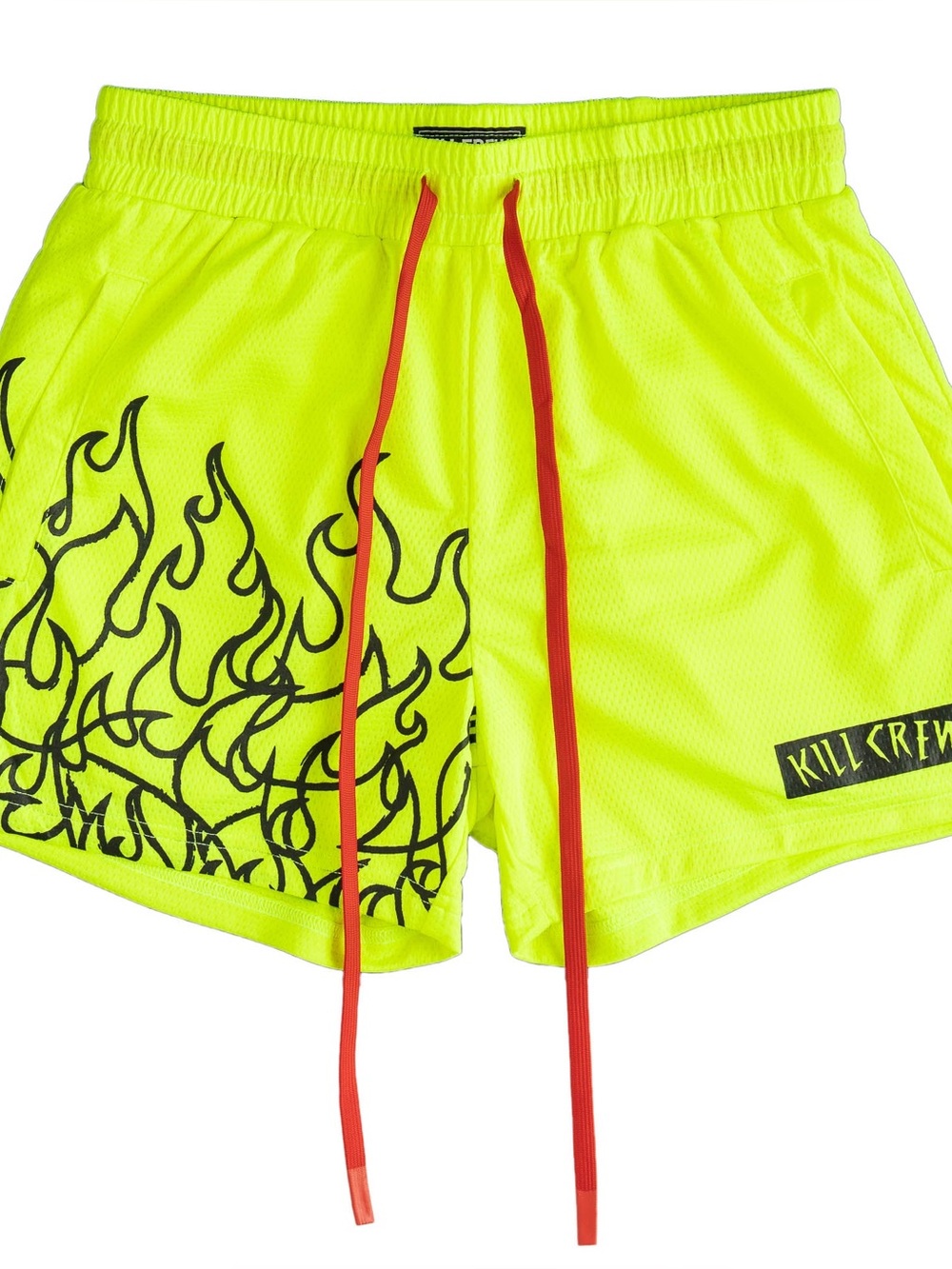 Kill Crew Neon Yellow Flame Mesh shorts